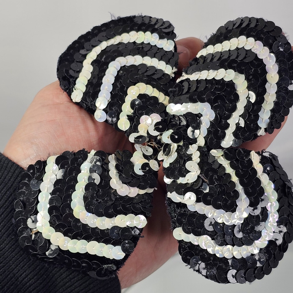 Yves Saint Laurent Sequin Brooch Black White Designer Rare Vintage - Picture 8 of 10